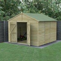 Forest Garden Beckwood Apex Shiplap Pressure Treated Double Door Windowless Shed with Base - 10 x 10ft