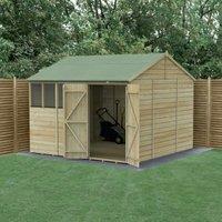 Forest Garden Beckwood Reverse Apex Shiplap Pressure Treated Double Door Shed with Base 10 x 10ft
