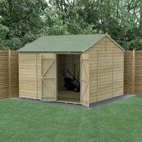 Forest Garden Beckwood Reverse Apex Shiplap Pressure Treated Double Door Windowless Shed with Base & Assembly - 10 x 10ft
