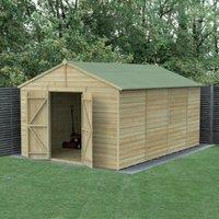 Forest Garden Beckwood Apex Shiplap Pressure Treated Double Door Windowless Shed with Assembly - 10 x 15ft