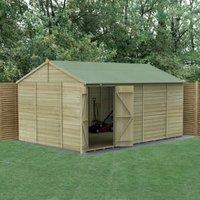 Forest Garden Beckwood Reverse Apex Shiplap Pressure Treated Double Door Windowless Shed with Assembly - 15 x 10ft