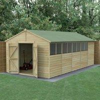Forest Garden Beckwood Apex Shiplap Pressure Treated Double Door Shed with Base - 10 x 20ft