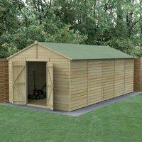 Forest Garden Beckwood Apex Shiplap Pressure Treated Double Door Windowless Shed with Base - 10 x 20ft