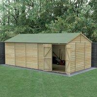 Forest Garden Beckwood Reverse Apex Shiplap Pressure Treated Double Door Windowless Shed with Assembly - 20 x 10ft