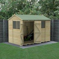 Forest Garden Beckwood Reverse Apex Shiplap Pressure Treated Double Door Shed with Base & Assembly - 10 x 6ft