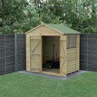 Forest Garden Beckwood Apex Shiplap Pressure Treated Double Door Shed with Base - 7 x 5ft