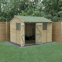 Forest Garden Beckwood Reverse Apex Shiplap Pressure Treated Double Door Shed with Base - 10 x 8ft