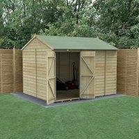 Forest Garden Beckwood Reverse Apex Shiplap Pressure Treated Double Door Windowless Shed with Base & Assembly - 10 x 8ft