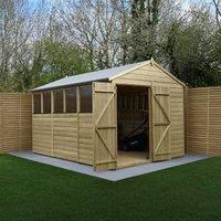 Forest Garden Beckwood Apex Shiplap Pressure Treated Double Door Shed with Assembly - 8 x 12ft