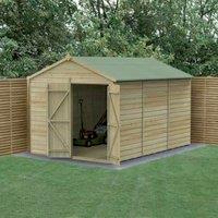 Forest Garden Beckwood Apex Shiplap Pressure Treated Double Door Windowless Shed with Base - 8 x 12ft
