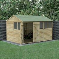 Forest Garden Beckwood Reverse Apex Shiplap Pressure Treated Double Door Shed with Assembly - 12 x 8ft