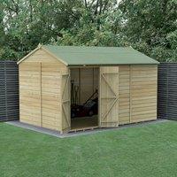 Forest Garden Beckwood Reverse Apex Shiplap Pressure Treated Double Door Windowless Shed with Base - 12 x 8ft