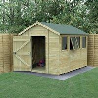 Forest Garden Timberdale Apex Tongue & Groove Pressure Treated Shed with 4 Opening Windows - 8 x 10ft
