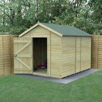 Forest Garden Timberdale Apex Tongue & Groove Pressure Treated Windowless Shed with Base & Assembly - 8 x 10ft