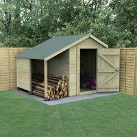 Forest Garden Timberdale Apex Tongue & Groove Pressure Treated Windowless Shed & Log Store - 8 x 6ft