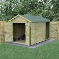 Forest Garden Timberdale Apex Tongue & Groove Pressure Treated Double Door Windowless Shed Combo with Assembly - 8 x 12ft