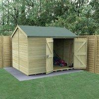 Forest Garden Timberdale Reverse Apex Tongue & Groove Pressure Treated Double Door Windowless Shed with Base & Assembly - 8 x 10ft