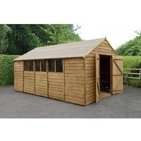 Forest Garden 4LIFE Apex Overlap Pressure Treated Double Door Shed with Base & Assembly - 10 x 15ft