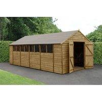 Forest Garden 4LIFE Apex Overlap Pressure Treated Double Door Shed with Base & Assembly - 10 x 20ft