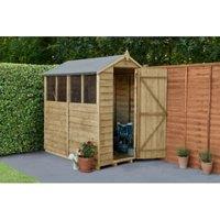 Forest Garden 4LIFE Apex Overlap Pressure Treated Shed with Base 4 Windows - 4 x 6ft