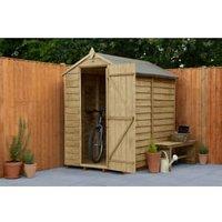Forest Garden 4LIFE Apex Overlap Pressure Treated Windowless Shed with Base & Assembly - 4 x 6ft