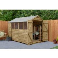 Forest Garden 4LIFE Apex Overlap Pressure Treated Double Door Shed with Base - 6 x 10ft