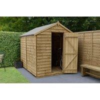 Forest Garden 4LIFE Apex Overlap Pressure Treated Windowless Shed with Base & Assembly - 6 x 8ft