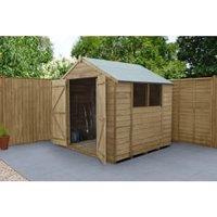 Forest Garden 4LIFE Apex Overlap Pressure Treated Double Door Shed with Base & Assembly - 7 x 7ft