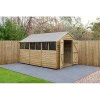 Forest Garden 4LIFE Apex Overlap Pressure Treated Double Door Shed with Assembly - 8 x 12ft
