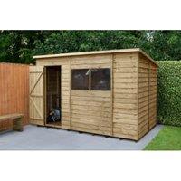 Forest Garden 4LIFE Pent Overlap Pressure Treated Shed with Base & Assembly - 10 x 6ft