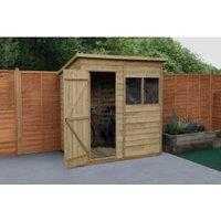 Forest Garden 4LIFE Pent Overlap Pressure Treated Shed with Base & Assembly - 6 x 4ft