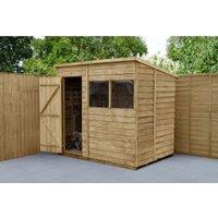 Forest Garden 4LIFE Pent Overlap Pressure Treated Shed with Assembly - 7 x 5ft