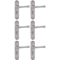 Monaco Satin Nickel Bathroom Door Handle - 3 Pairs