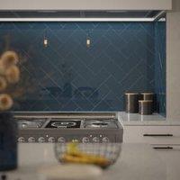 Wickes Cosmopolitan Dark Blue Ceramic Wall Tile - 200 x 100mm - Block Colour
