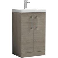 Nuie Arno Solace Oak 2 Door Vanity Unit & Basin - 840 x 510mm