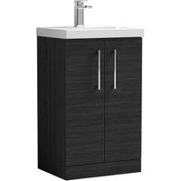 Nuie Arno Charcoal Black 2 Door Vanity Unit & Basin - 840 x 510mm
