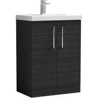 Nuie Arno Charcoal Black 2 Door Vanity Unit & Basin - 840 x 610mm