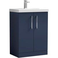 Nuie Arno Mignight Blue Freestanding 2 Door Vanity Unit & Basin - 840 x 610mm