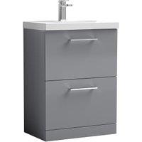 Nuie Arno Satin Grey 2 Drawer Vanity Unit & Basin - 840 x 610mm