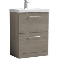 Nuie Arno Solace Oak 2 Drawer Vanity Unit & Basin - 840 x 610mm