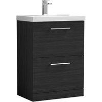 Nuie Arno Charcoal Black 2 Drawer Vanity Unit & Basin - 840 x 610mm