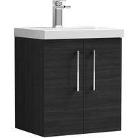 Nuie Arno Charcoal Black Wall Hung 2 Door Vanity Unit & Basin - 579 x 510mm