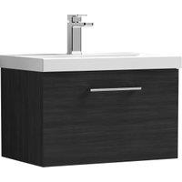 Nuie Arno Charcoal Black Wall Hung 1 Drawer Vanity Unit & Basin - 390 x 610mm