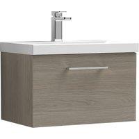 Nuie Arno Solace Oak Wall Hung 1 Drawer Vanity Unit & Basin - 390 x 610mm