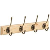 Wickes 4 Antique Brass Hooks on Artificial Oak Rail