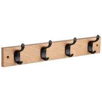 Wickes 4 Heavy Duty Matt Black Hooks on Ash Board Rail