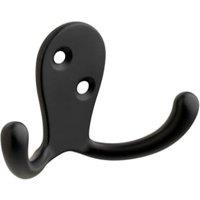 Wickes Matt Black Double Robe Hook - Pack of 2