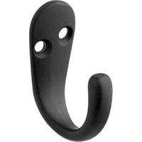Wickes Matt Black Single Robe Hook - Pack of 2