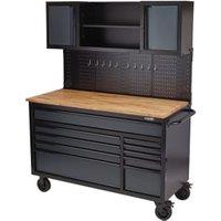 BUNKER Grey 10 Drawer Roller Workstation with Workbench - 56in