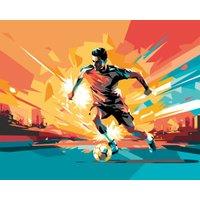 Origin Murals Football Player Abstract Landscape Orange Wall Mural - 3 x 2.4m